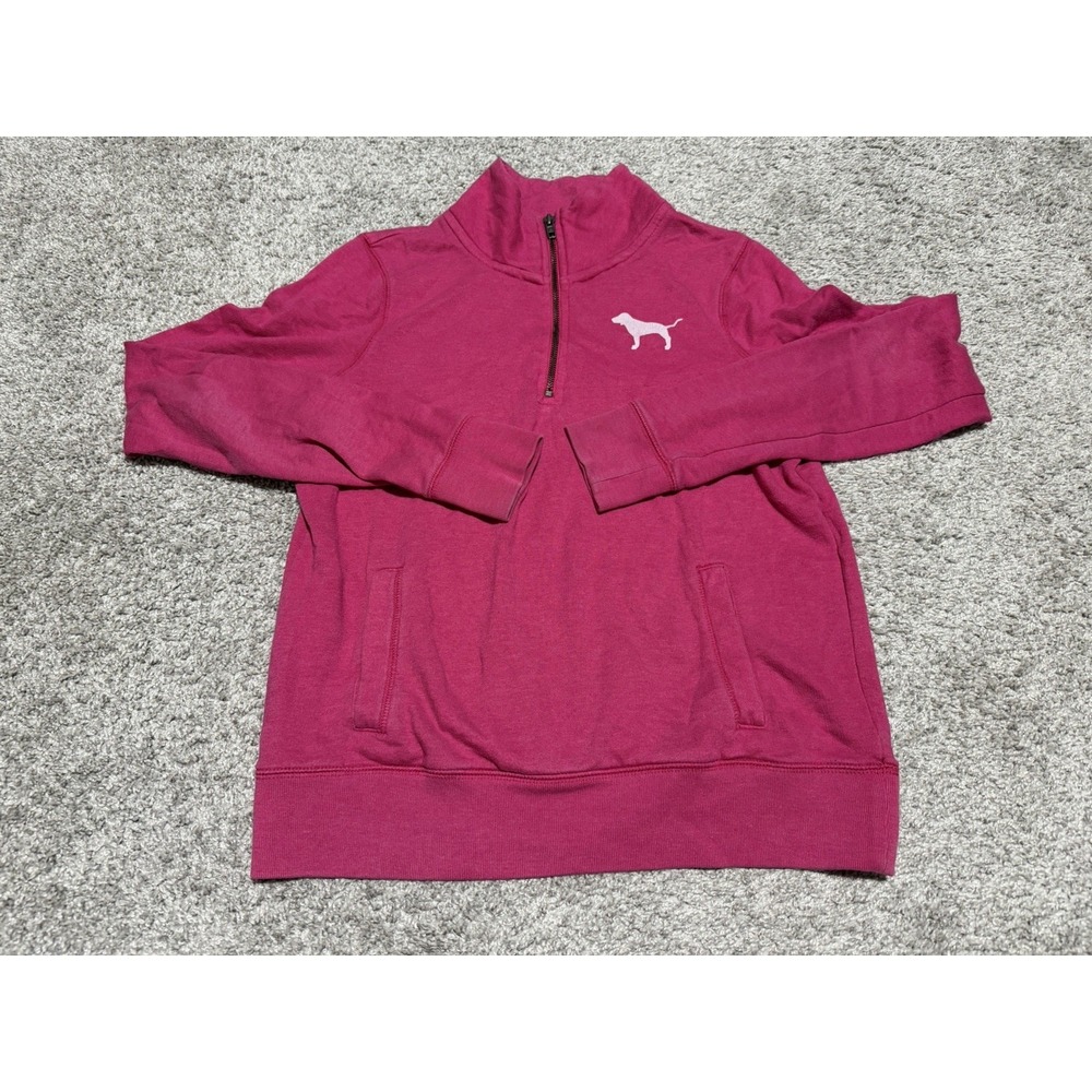 Victoria Secret Pink Pullover 1/4 Zip Love Pink Dog Y2k 2011 Size XS